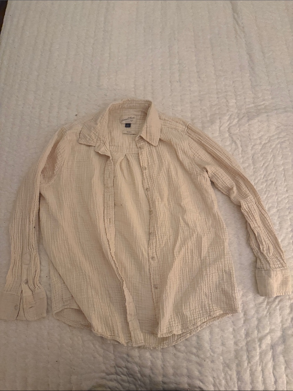 Universal Thread Cream Button-Down Gauze Shirt